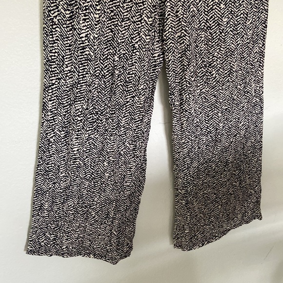 Three Dots Black Ivory Chevron Patterned High Waist Wide Leg Pants Women’s S - Picture 9 of 11